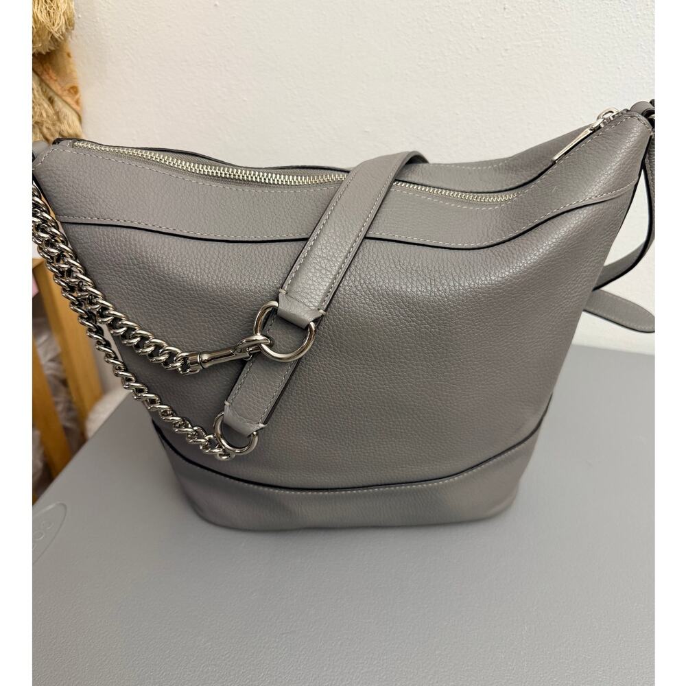 Coach Paxton Duffle Crossbody Gray Pebbled Leather Shoulder Bag EUC - Picture 3 of 8